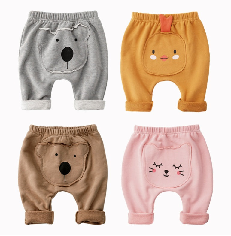 Cartoon patch baby pants for baby boys and girls