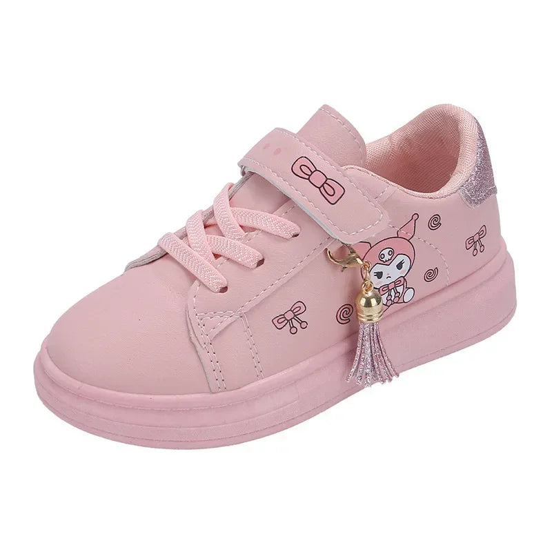 2025 Children's Little White Shoes Girls' Student Flat Bottom Casual Sports Shoes Low Top Spring Korean Plate Shoes