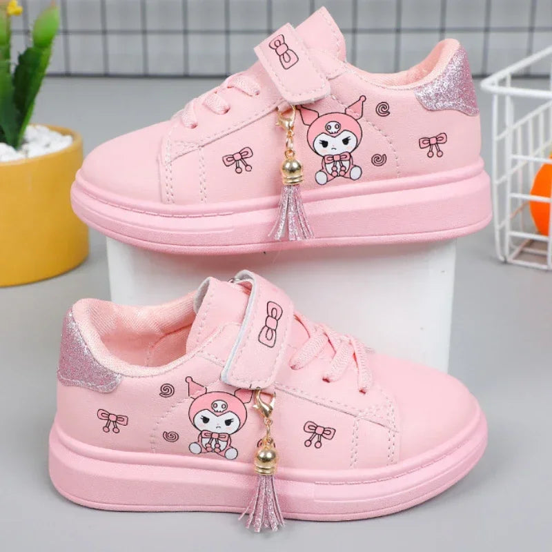 2025 Children's Little White Shoes Girls' Student Flat Bottom Casual Sports Shoes Low Top Spring Korean Plate Shoes